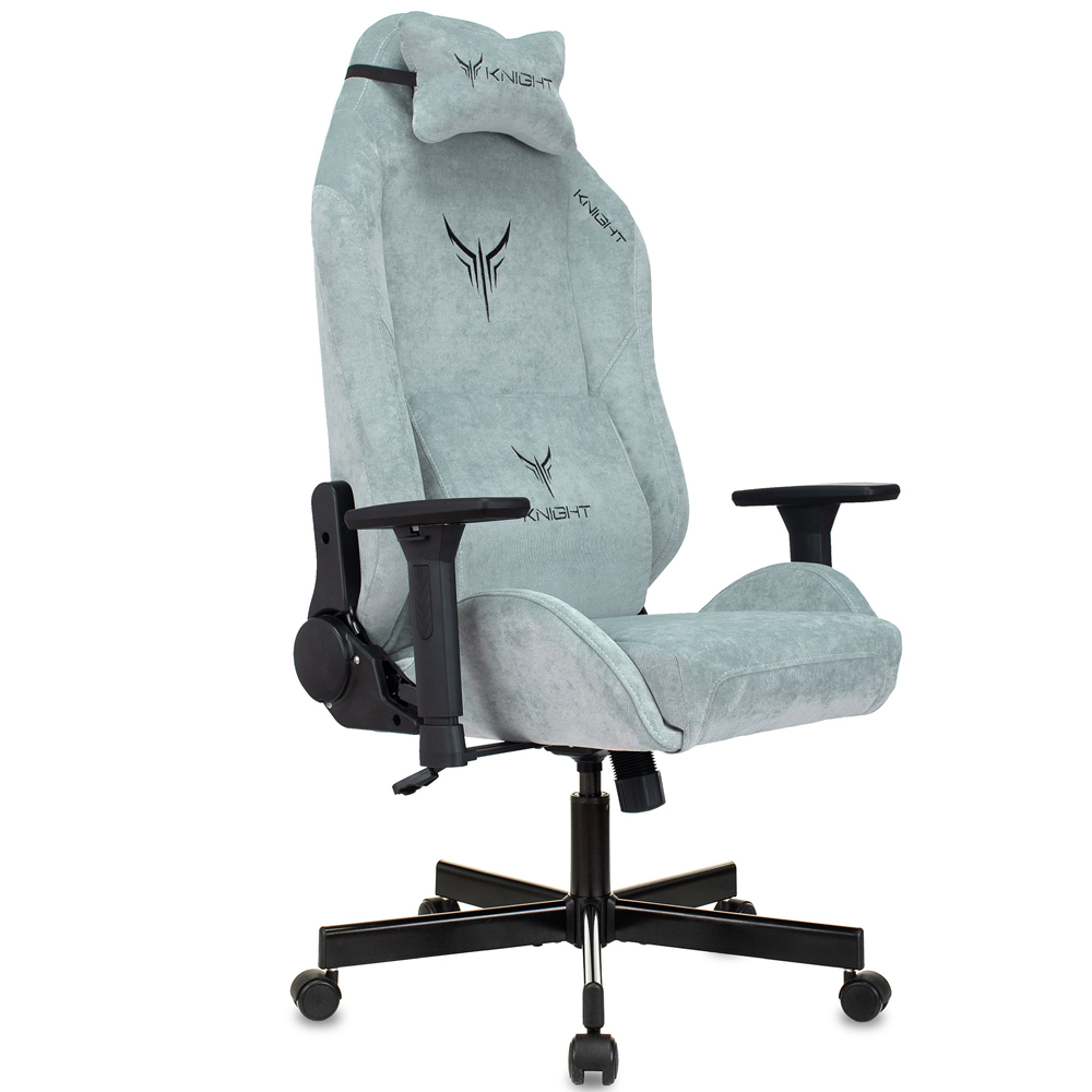 Кресло Бюрократ Knight N1 Fabric серо-голубой Light-28 с подголов. крестов. металл