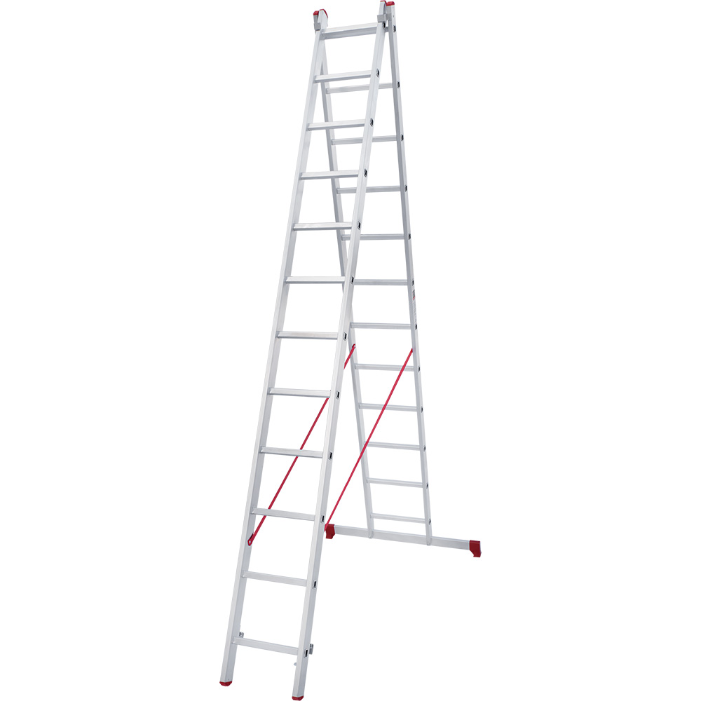 Лестница двухсекционная 2x12 ступеней, NV2220, 5,50м. алюминиевая