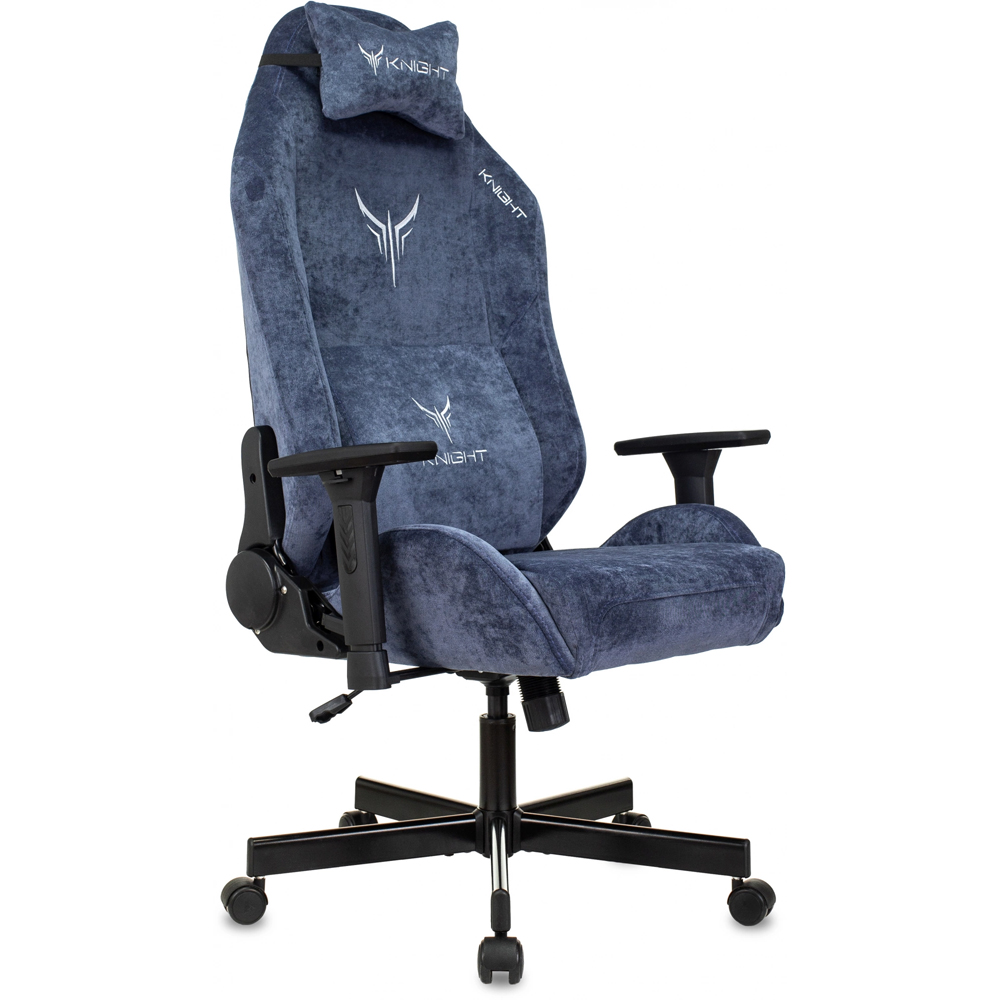Кресло Бюрократ Knight N1 Fabric синий Light-27 с подголов. крестов. металл