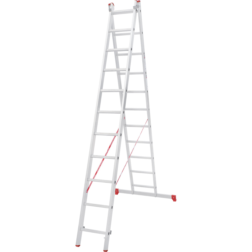 Лестница двухсекционная 2x11 ступеней, NV2220, 4,98м. алюминиевая