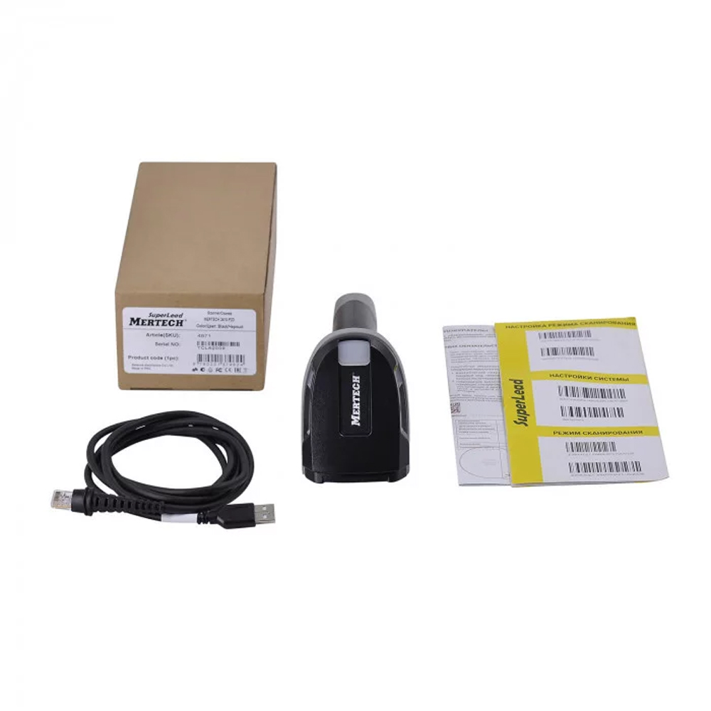 Сканер MERTECH 2420 P2D USB, USB эмуляция RS232 black