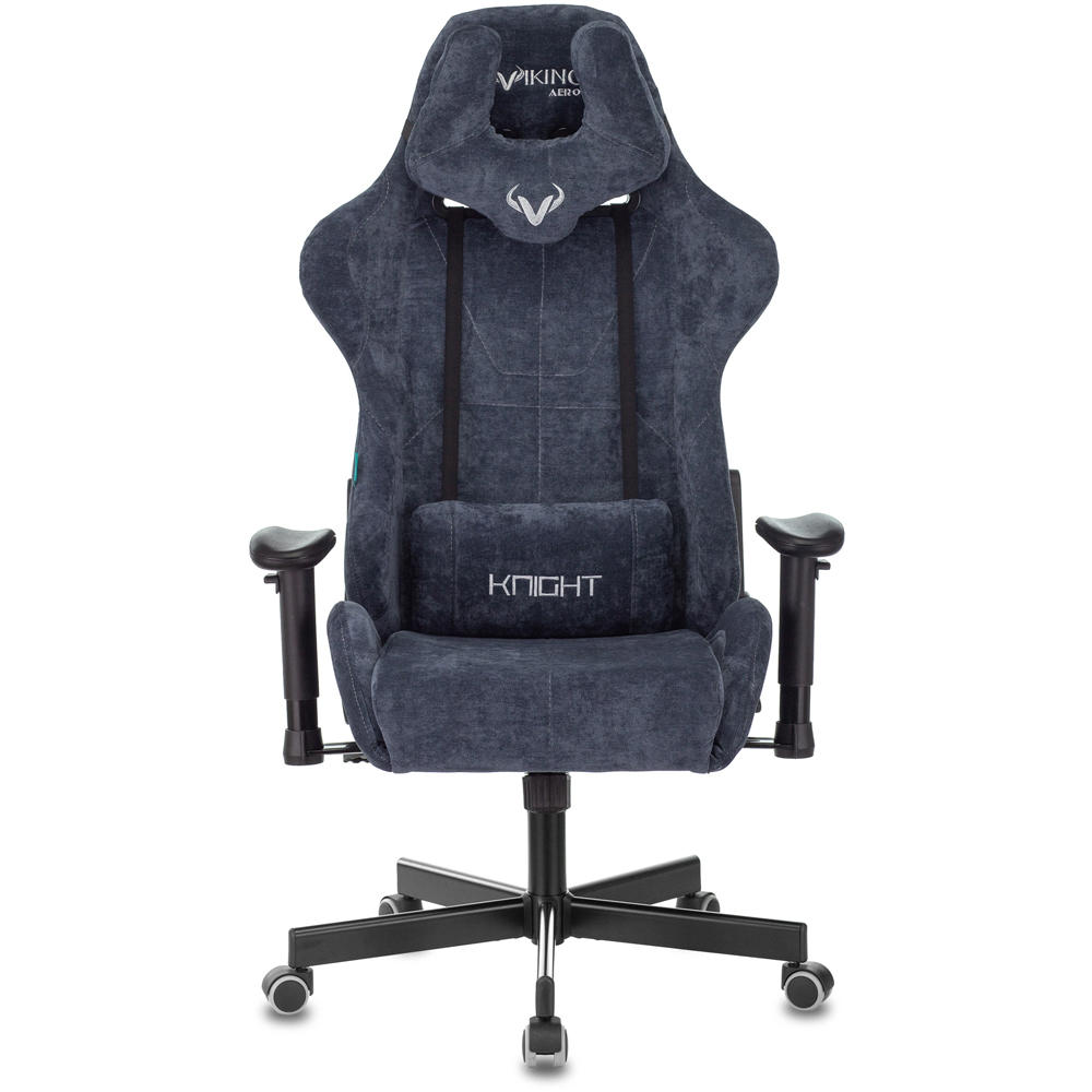 Кресло игровое Бюрократ Zombie VIKING KNIGHT Fabric синий Light-27 с подголов. крестов. металл
