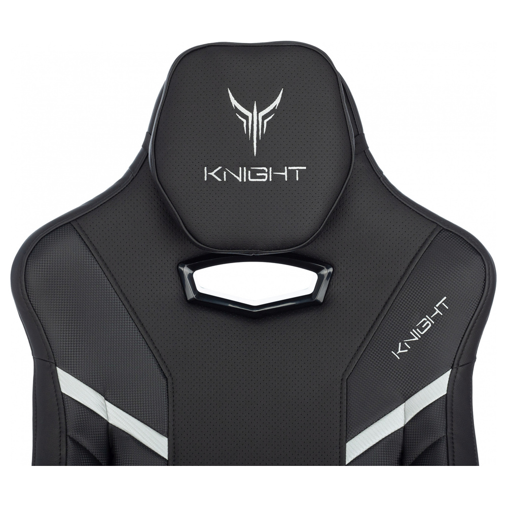 Кресло игровое Knight Thunder 5X черный экокожа с подголов. крестов. металл