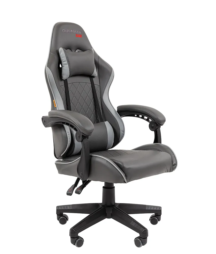 Кресло игровое CHAIRMAN CH28 экокожа, черно-серый