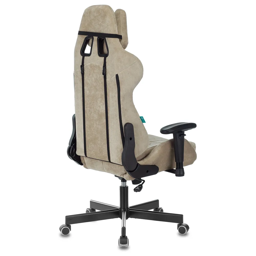 Кресло игровое Бюрократ Zombie VIKING KNIGHT Fabric песочный Light-21 с подголов. крестов. металл