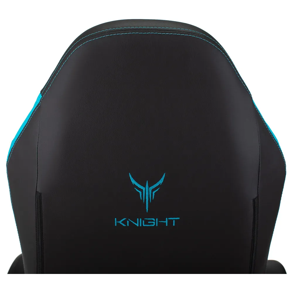 Кресло игровое Knight Neon черный/голубой соты экокожа с подголов. крестов. металл