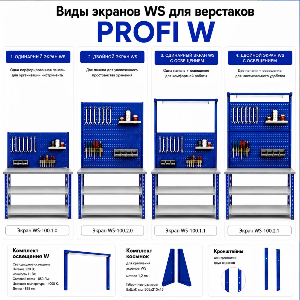 Верстак Garage №115 (Garage №112, экран WS-100, компл. освещ. W)
