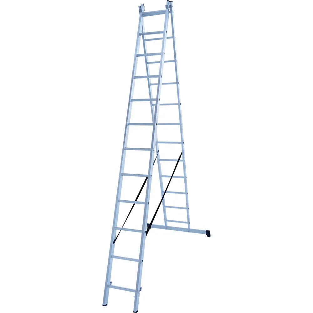 Лестница двухсекционная 2x12 ступеней, NV1220, 5,53м. алюминиевая