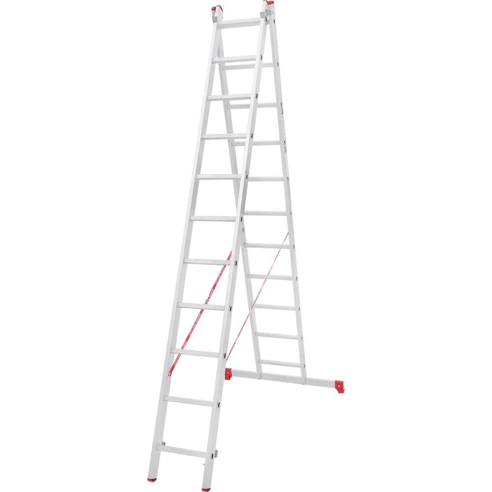 Лестница двухсекционная 2x11 ступеней, NV2220, 4,98м. алюминиевая