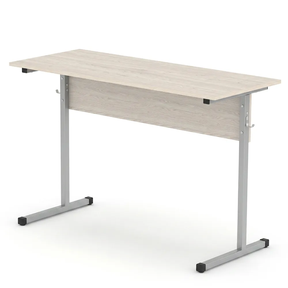 Стол-парта двухместная нерегулируемая ОШМ-1(2м) ростовая группа 4 (1200х500х640) Ясень шимо светлый, каркас серый