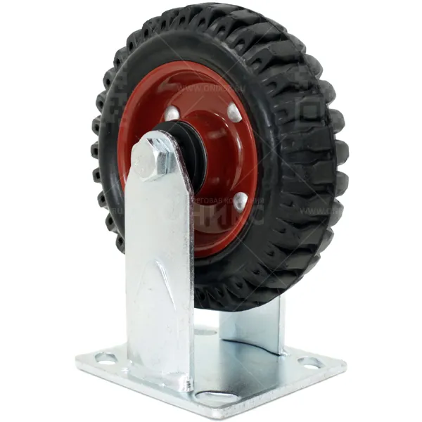 Колесная опора d160 неповоротное литая резина, красный диск PF 160 (FC80Л160) г\п 430 кг