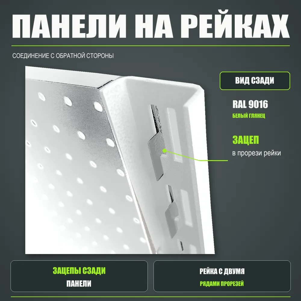 Набор перфопанелей с рейками 2000×900 h цвет RAL 9016 белый глянец