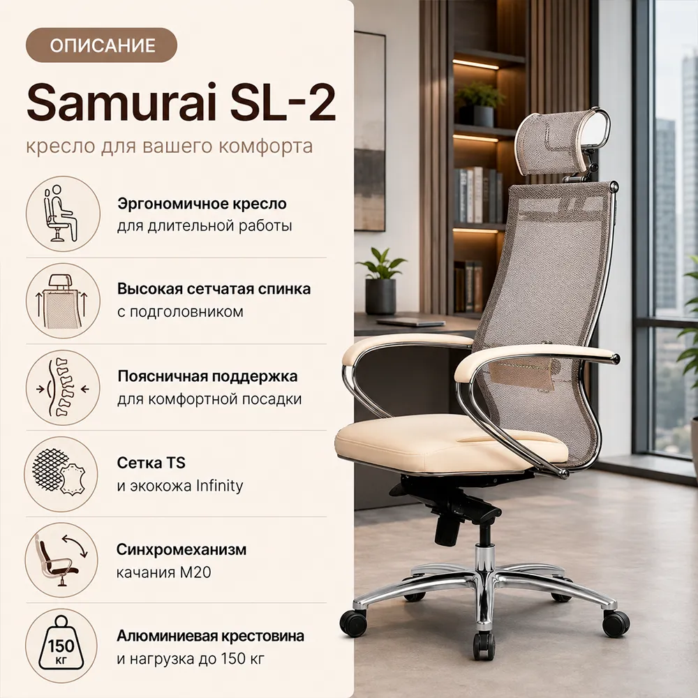 Кресло Samurai SL-2 (Молочный 20.2.5.49)